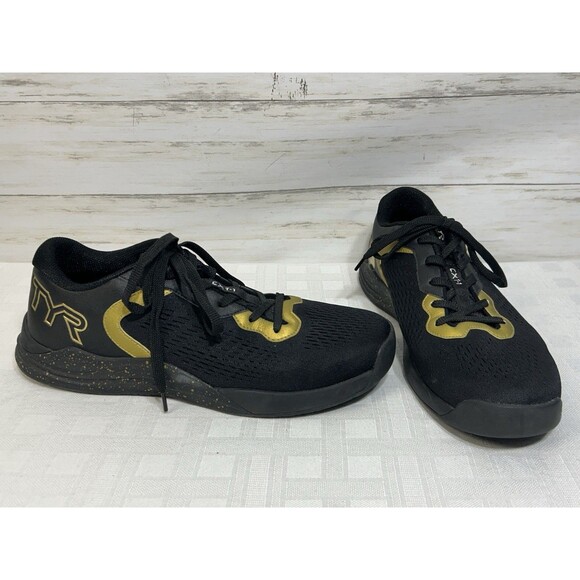 NEAR NU! TYR CXT-1 Trainer Gym Athletic Shoes Black Gold Men 11 Crossfit Trainer